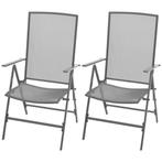 vidaXL Tuinstoelen stapelbaar 2 st staal grijs, Tuin en Terras, Tuinstoelen, Verzenden, Nieuw, Metaal