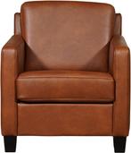 Cognac leren landelijke fauteuils - poot hout zwart - Grana, Nieuw, Ophalen of Verzenden, Landelijk, 50 tot 75 cm