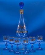 Likörset – Karaffe mit 6 Gläsern – Glas mit Golddekor - Pot