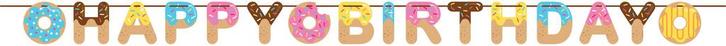 Donut Slinger Happy Birthday 2,6m, Hobby en Vrije tijd, Feestartikelen, Nieuw, Verzenden
