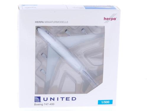 Schaal 1:500 Herpa 518581 United Airlines Boeing 747-400..., Hobby en Vrije tijd, Modelbouw | Vliegtuigen en Helikopters, Zo goed als nieuw