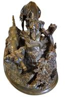 Jules Moigniez (1838-1894) - sculptuur, chien a laffut dun