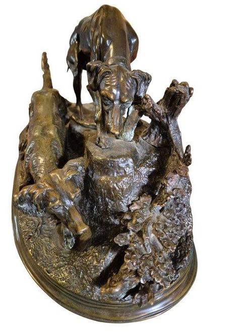 Jules Moigniez (1838-1894) - sculptuur, chien a laffut dun, Antiek en Kunst, Antiek | Keramiek en Aardewerk