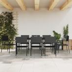 vidaXL 9-delige Tuinset poly rattan en staal zwart, Nieuw, 8 zitplaatsen, Tuinset, Verzenden