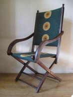 Klapstoel - Antique Colonial Folding Chair, Wood, Linen, Antiek en Kunst, Curiosa en Brocante