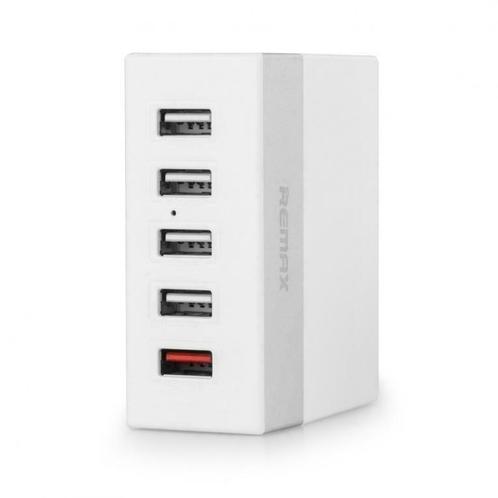 5Poort USB Oplader Wit - Lange kabel - Remax RU-U1, Hobby en Vrije tijd, Elektronica-componenten, Nieuw, Ophalen of Verzenden