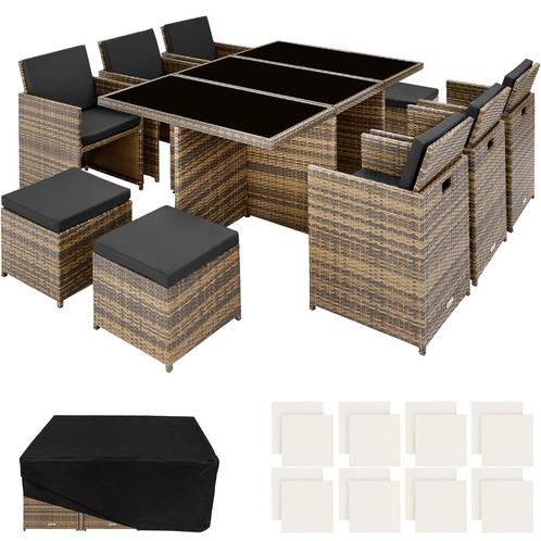 Wicker zitgroep New York 6+4+1 met aluminium frame en besche, Tuin en Terras, Tuinsets en Loungesets, Verzenden