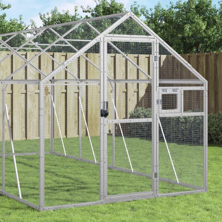 vidaXL Volière 1,79x10x1,85 m aluminium zilverkleurig, Dieren en Toebehoren, Overige Dieren-accessoires, Nieuw, Verzenden