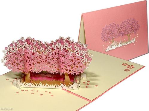 Dubbele roze Sakura kersenbloesem - Kersenboom pop-up kaa..., Diversen, Wenskaarten, Verzenden