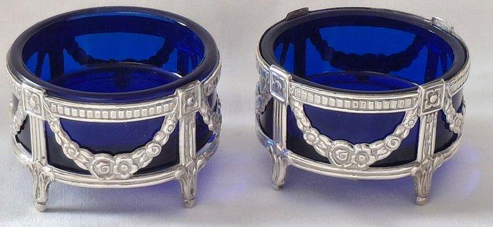 Zout- en pepervaatjes (2) - Twee zilveren specerij bakken, Antiek en Kunst, Antiek | Goud en Zilver