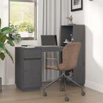 vidaXL Bureau 110x53x117 cm massief grenenhout grijs, Huis en Inrichting, Verzenden, Nieuw