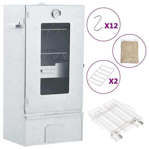 vidaXL BBQ-rookoven met koude rookgenerator gegalvaniseerd, Tuin en Terras, Houtskoolbarbecues, Nieuw, Verzenden