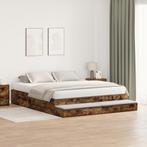 vidaXL Opbergbedframe Rookeiken 200x200 cm, Huis en Inrichting, Slaapkamer | Bedden, Bruin, Verzenden, Overige maten, 200 cm