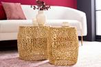 Set van 2 filigrane design salontafels ABSTRACT LEAF goud, Ophalen of Verzenden, Nieuw