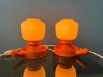 Vintage Set (2) of Orange Ceramic Opaline Glass Table Lamps, Huis en Inrichting, Lampen | Tafellampen, Ophalen of Verzenden, Nieuw