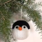Kerstbal Vilt - Pinguin / Winterdieren - 8cm - Rond - Fairtr, Diversen, Kerst, Ophalen of Verzenden, Nieuw