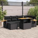 vidaXL 7-delige Loungeset met kussens poly rattan acacia, Tuin en Terras, Tuinsets en Loungesets, Verzenden, Nieuw, Rotan, Loungeset