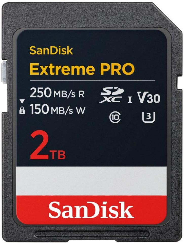 SanDisk SDXC Extreme Pro 2TB 250/150 mb/s - V30 - Rescue Pro, Computers en Software, USB Sticks, Verzenden