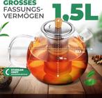 2dekans | Neighbour’s Friend® Glazen Theepot 1.5L – Met Zeef, Ophalen of Verzenden, Zo goed als nieuw
