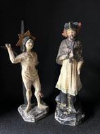Beeldje, Deux Saints en bois XIXème - 17 cm - Hout, Antiek en Kunst