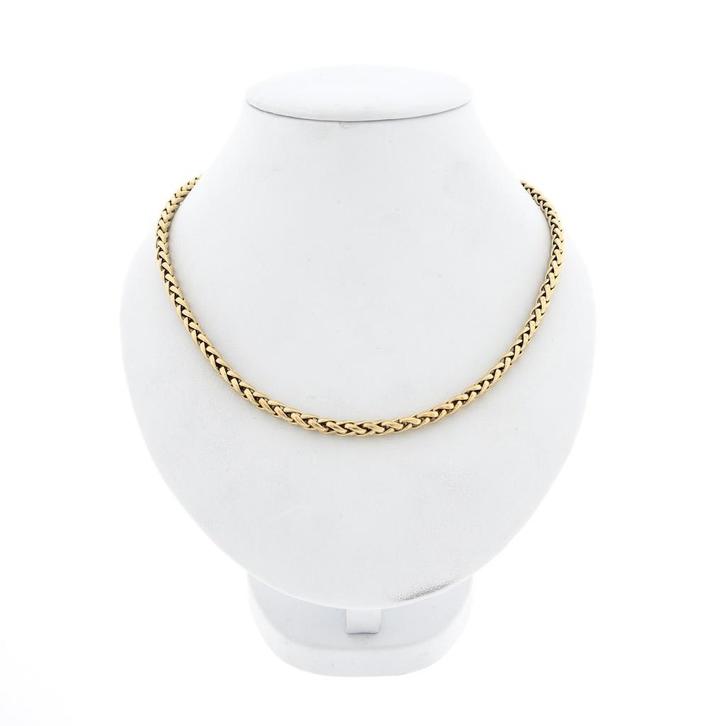 Gouden vossenstaart schakelcollier (Ketting), Sieraden, Tassen en Uiterlijk, Kettingen, Overige kleuren, Gebruikt, Goud, Ophalen of Verzenden