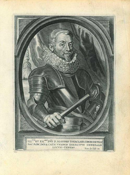 Portrait of Johann Tserclaes, Count of Tilly, Antiek en Kunst, Kunst | Etsen en Gravures