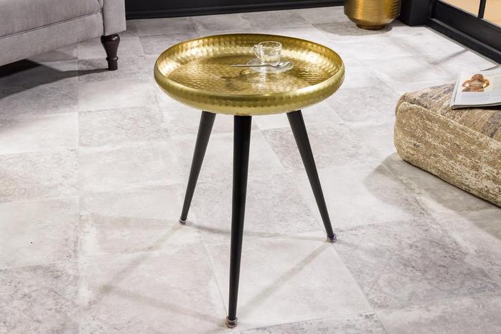 Handgemaakte Bijzettafel ORIENT 55cm Messing Goud Ronde, Huis en Inrichting, Tafels | Sidetables, Ophalen of Verzenden