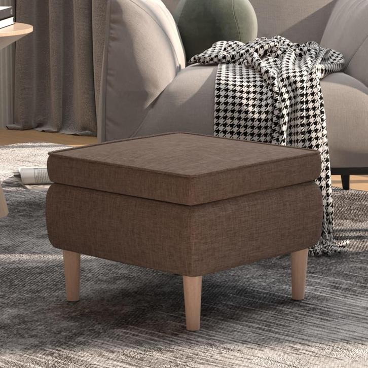 vidaXL Kruk met houten poten stof taupe, Huis en Inrichting, Stoelen, Nieuw, Verzenden