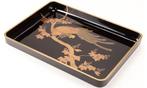 Dienblad - Verfijnd groot antiek zwart gelakt breed dienblad, Antiek en Kunst