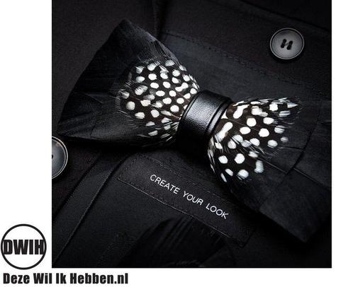 DWIH - Vlinderdas - Vlinderstrik van echte veren - Model 02, Kleding | Heren, Stropdassen, Verzenden