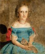 English school (XIX) - Little girl with a cat., Antiek en Kunst