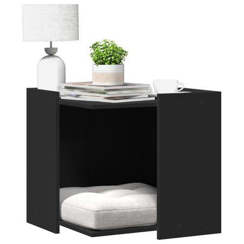 vidaXL Kattenbakkast 53x53x51 cm bewerkt hout zwart, Dieren en Toebehoren, Katten-accessoires, Nieuw, Verzenden