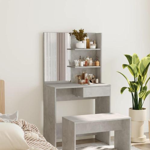 vidaXL Kaptafel met spiegel 74,5x40x141 cm betongrijs, Huis en Inrichting, Tafels | Salontafels, 50 tot 100 cm, Nieuw, Overige houtsoorten