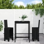 vidaXL 3-delige Tuinbarset massief grenenhout zwart, Verzenden, Nieuw, 3 zitplaatsen