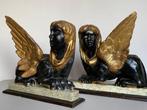 sculptuur, Sfingi Alate - 28 cm - Polychroom hout, Antiek en Kunst