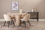 Eetkamerstoel - Jasmijn - Beige - Fluweel - Jörn, Huis en Inrichting, Stoelen, Verzenden, Nieuw