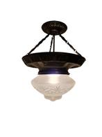 Plafondlamp - Geslepen gesatineerd glas, latoenkoper