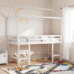 vidaXL Halfhoogslaper met ladder en bedhuis grenenhout wit, 90 cm, Eenpersoons, Verzenden, Wit