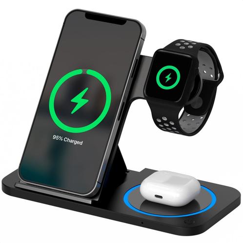 Strex Oplaadstation 3 in 1 Zwart, Telecommunicatie, Mobiele telefoons | Telefoon-opladers, Verzenden