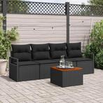 vidaXL Tuin Sofa Set 5 pcs Zwart, Verzenden, Nieuw, Rotan