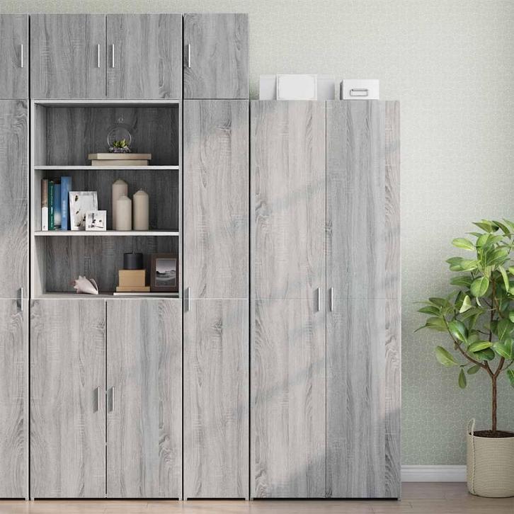 vidaXL Opbergkast smal 30x42,5x225 cm bewerkt hout grijs, Huis en Inrichting, Kasten | Buffetkasten, 25 tot 50 cm, Nieuw, Overige houtsoorten