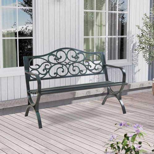 Tuinbank Utav 127x53x79 cm donkergrijs met groene patina cas, Tuin en Terras, Tuinbanken, Nieuw, Verzenden