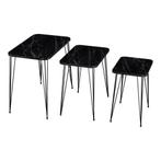 [en.casa] Bijzettafel Rudkøbing set van 3 marmer zwart en zw, Huis en Inrichting, Tafels | Bijzettafels, Verzenden, Nieuw