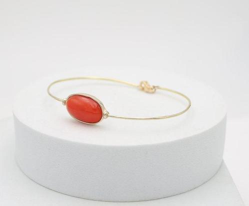 Armband - 14 karaat Geel goud Koraal, Sieraden, Tassen en Uiterlijk, Armbanden