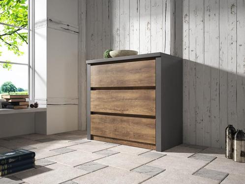 Dressoir Monaco - Eiken - Grijs - 90 cm, Huis en Inrichting, Kasten | Dressoirs, Nieuw, 50 tot 100 cm, Verzenden