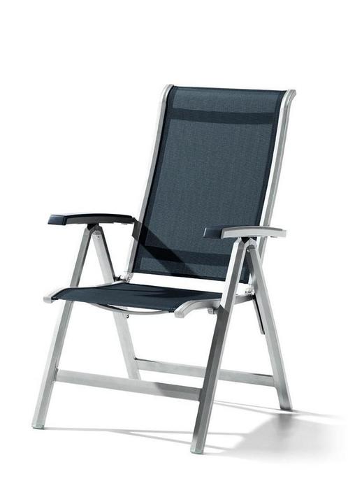 Sieger Calvi klapstoel Aluminium/textileen - Grafiet/grijs, Tuin en Terras, Tuinstoelen, Ophalen of Verzenden