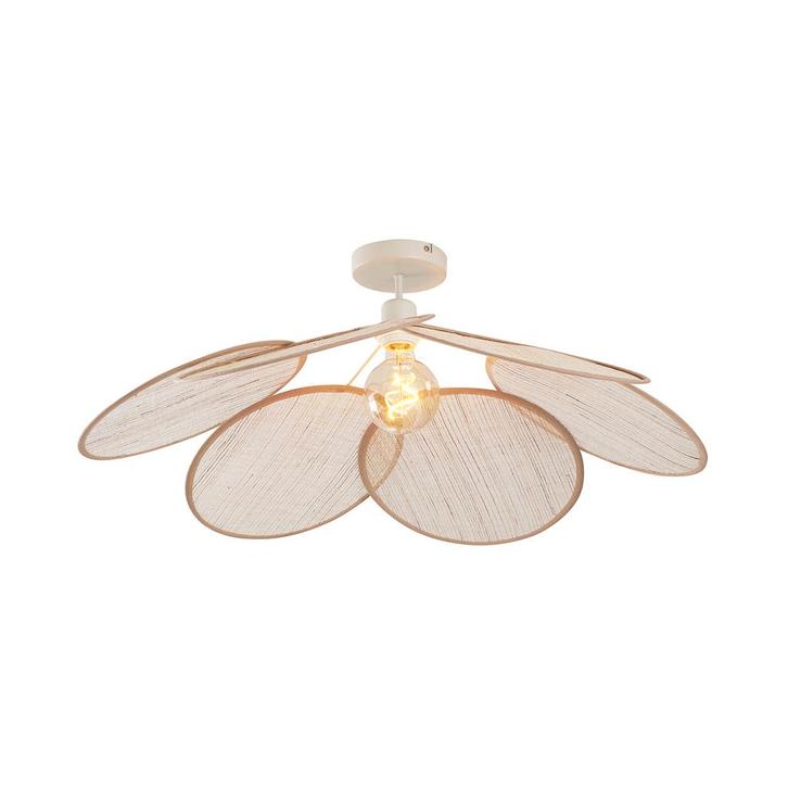 Japandi plafondlamp crème met linnen kap - Aisha, Huis en Inrichting, Lampen | Plafondlampen, Nieuw, Verzenden