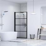 vidaXL Douchedeur 91x195 cm gehard glas zwart, Doe-het-zelf en Verbouw, Sanitair, Verzenden, Nieuw