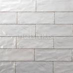 Wandtegel 6,5x20 cm wit handvormlook white parelmoer, Ophalen, Nieuw, 10 m² of meer, Wandtegels