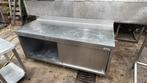 Solide RVS werktafel met schuifd. 180x70x90/95 bxdxh cm, Ophalen of Verzenden, Gebruikt